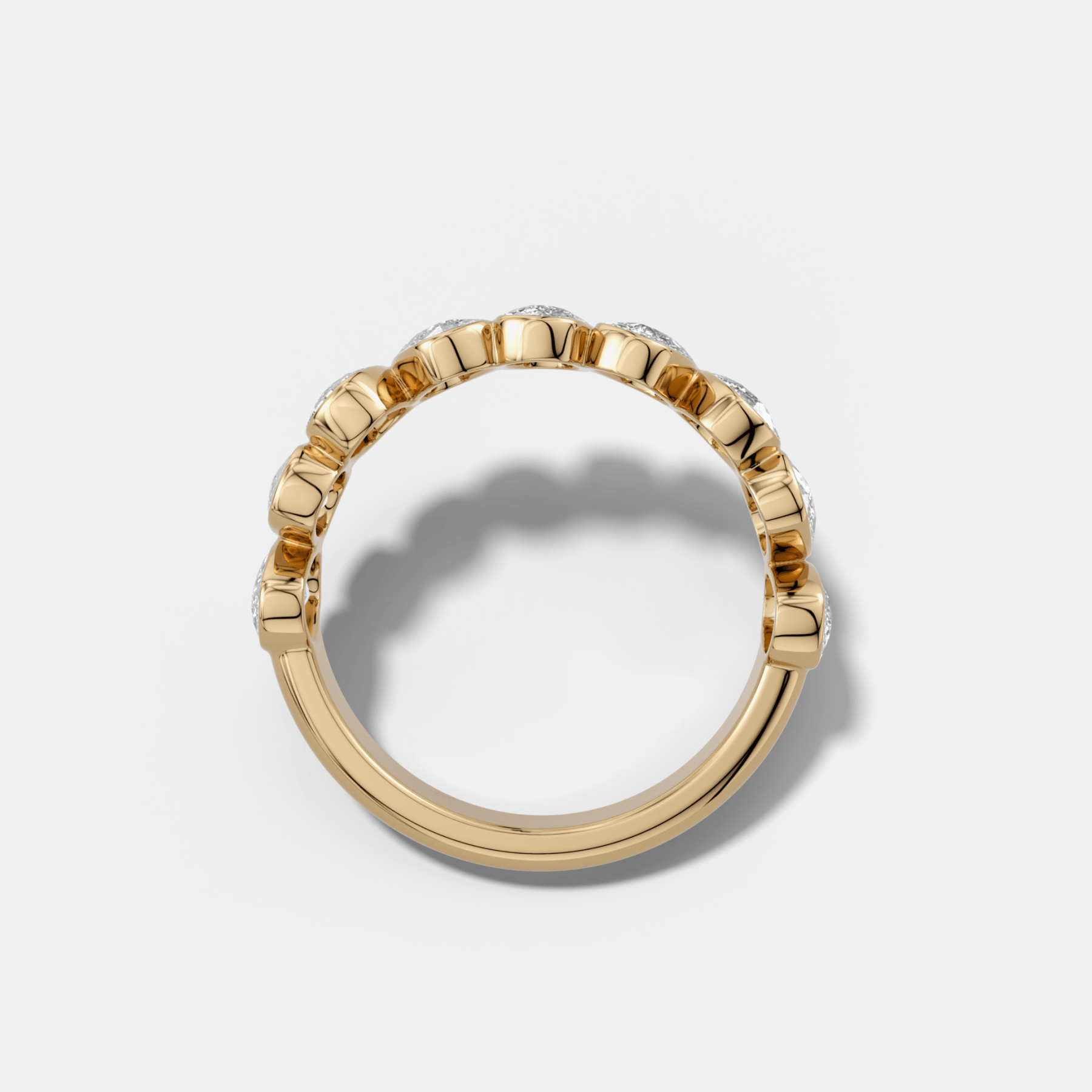 Tilted Bezel Set Wedding Band with Cushion Cuts Secondary image