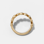 Tilted Bezel Set Wedding Band with Cushion Cuts