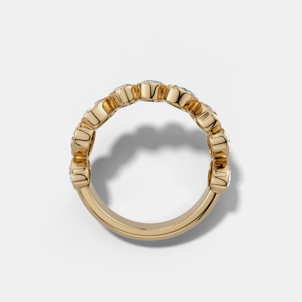 Tilted Bezel Set Wedding Band with Oval Cuts