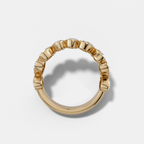 Tilted Bezel Set Wedding Band with Oval Cuts
