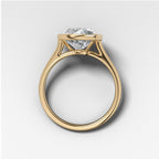 Tilted Penumbra Bezel Set Engagement Ring with 4.43ct Lab Grown Pear Cut Diamond