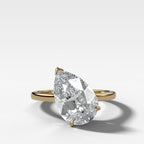 Tilted Thin + Simple Engagement Ring with 3.00ct Lab Grown Pear Cut Diamond