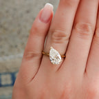 Tilted Thin + Simple Engagement Ring with 3.00ct Lab Grown Pear Cut Diamond