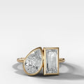 Toi et Moi Bezel Engagement Ring with Pear and Baguette Cuts