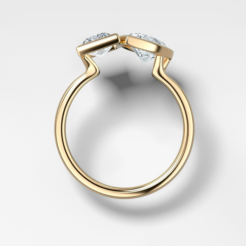 Toi et Moi Bezel Engagement Ring with Pear and Baguette Cuts