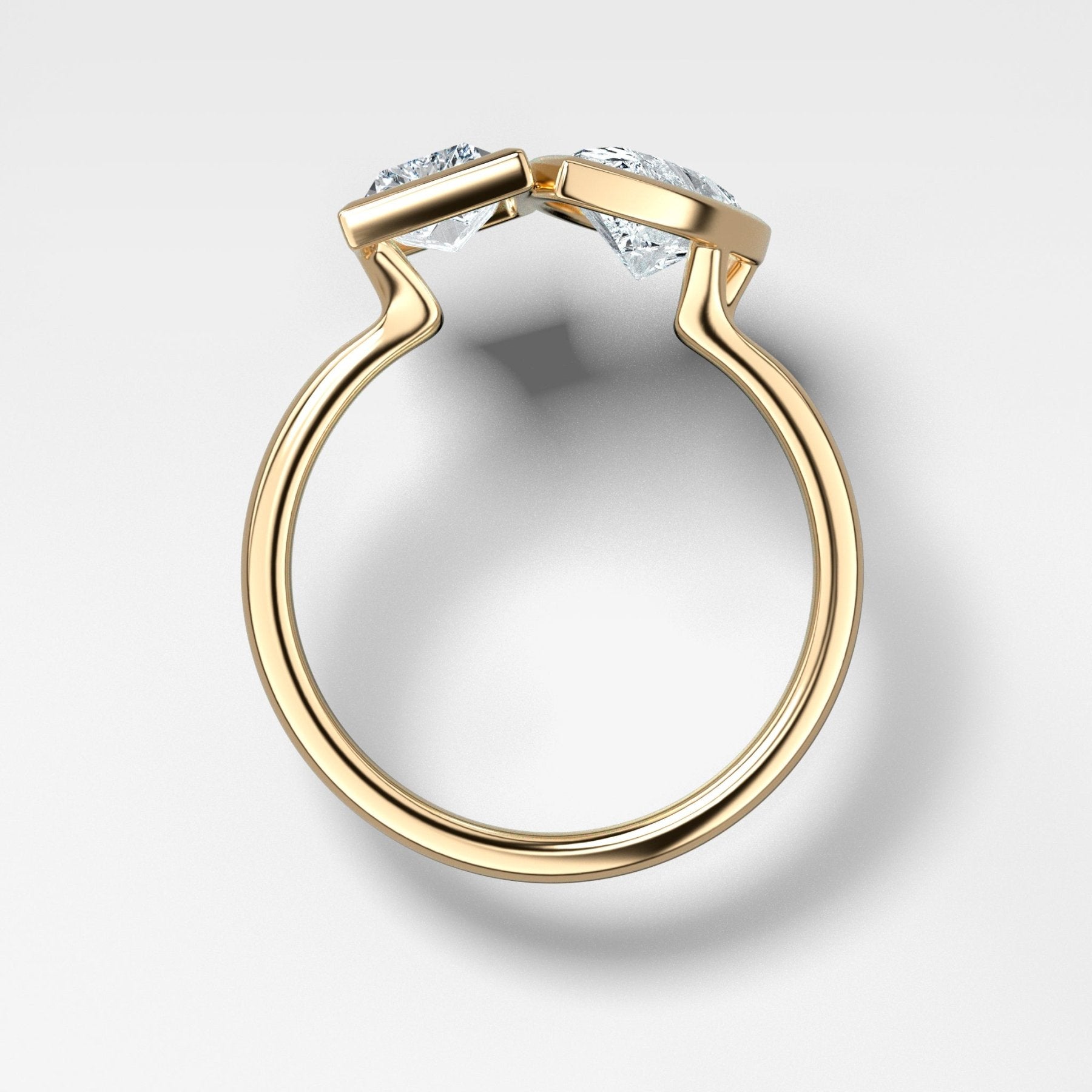 Toi et Moi Bezel Engagement Ring with Pear and Baguette Cuts