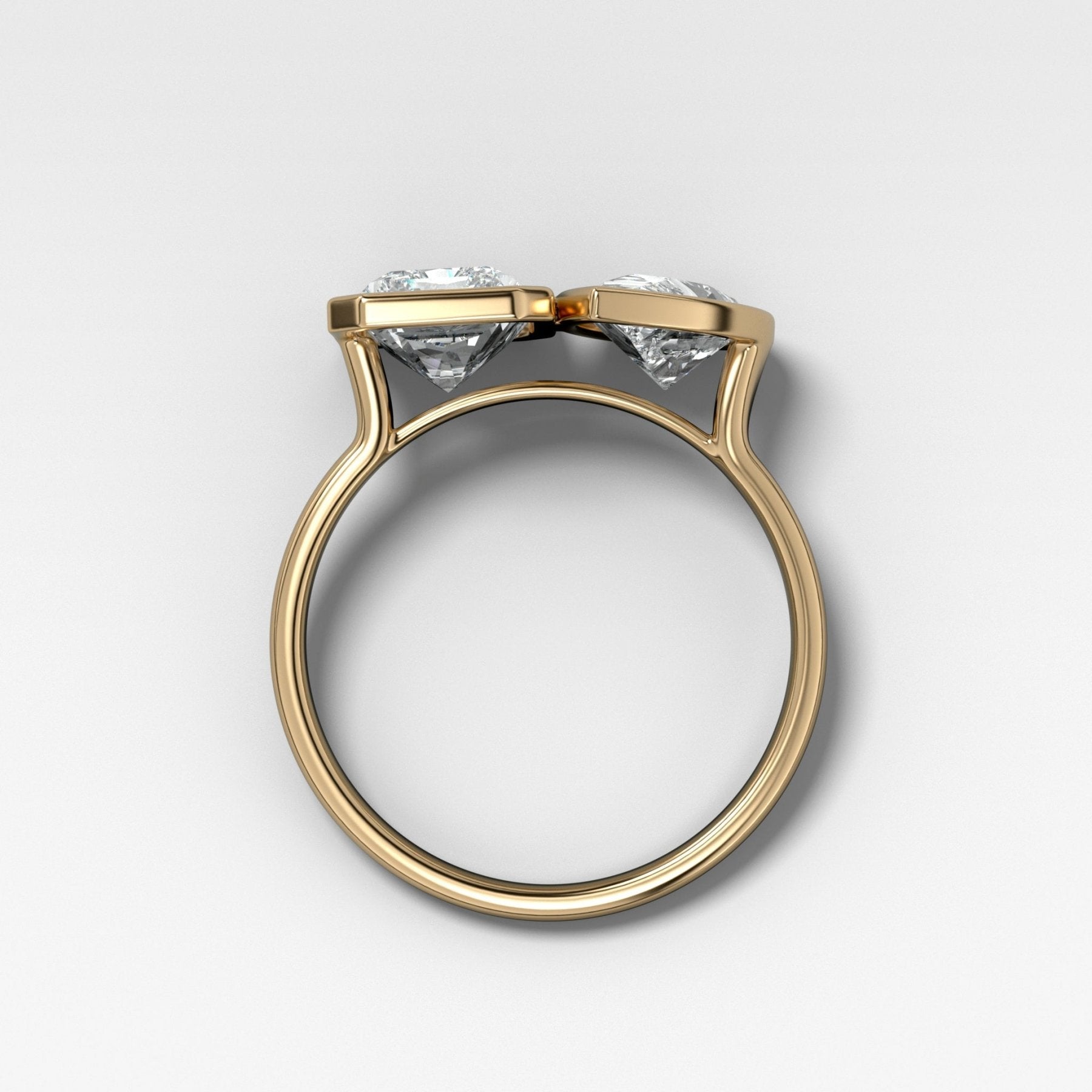 Toi et Moi Bezel Engagement Ring with Pear and Elongated Radiant Cut Diamonds