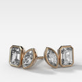 Toi et Moi Bezel Set Diamond Studs with Emerald and Marquise Cuts