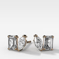 Toi et Moi Diamond Studs with Emerald and Marquise Cuts