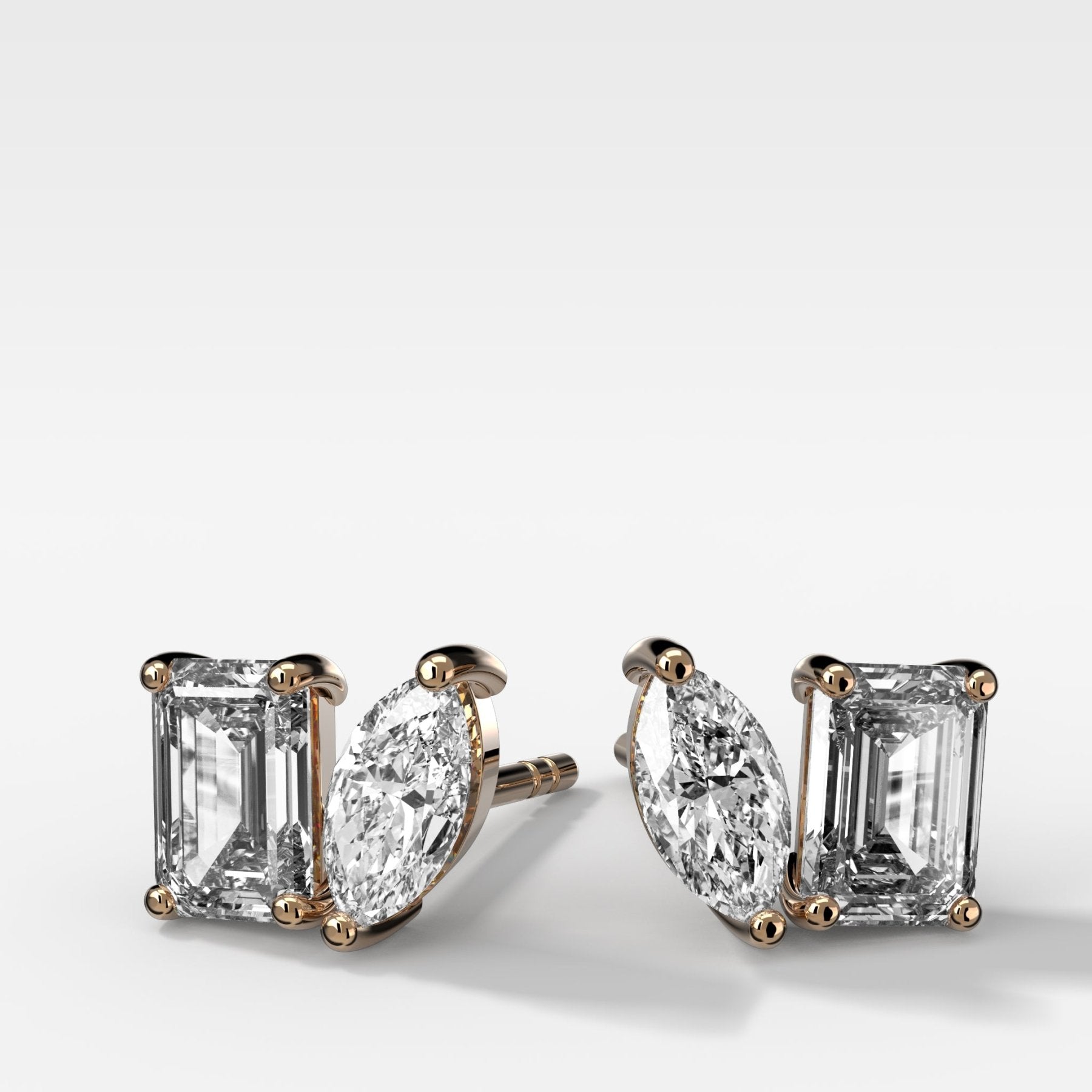 Toi et Moi Diamond Studs with Emerald and Marquise Cuts