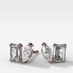 Toi et Moi Diamond Studs with Emerald and Marquise Cuts