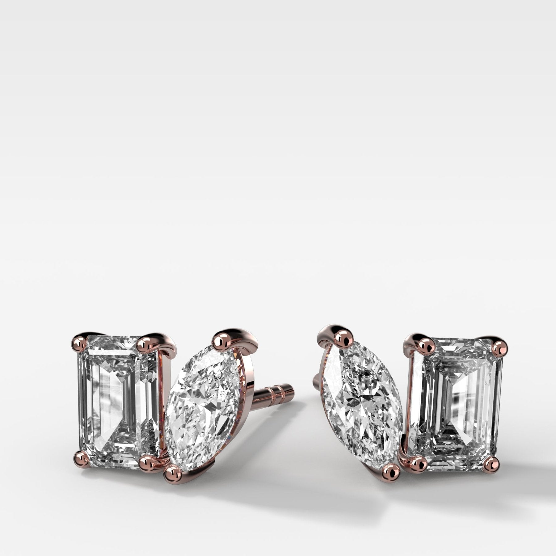 Toi et Moi Diamond Studs with Emerald and Marquise Cuts