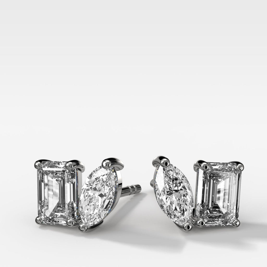 Toi et Moi Diamond Studs with Emerald and Marquise Cuts