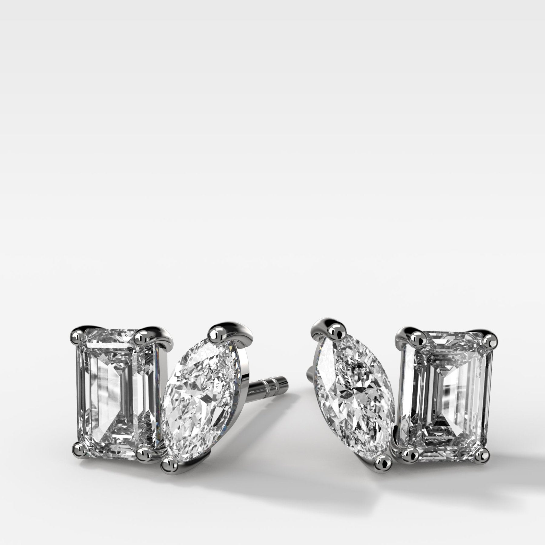 Toi et Moi Diamond Studs with Emerald and Marquise Cuts