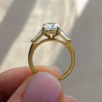 Translunar Tapered Baguette Engagement Ring With 2.02ct D/IF Elongated Cushion Cut Diamond