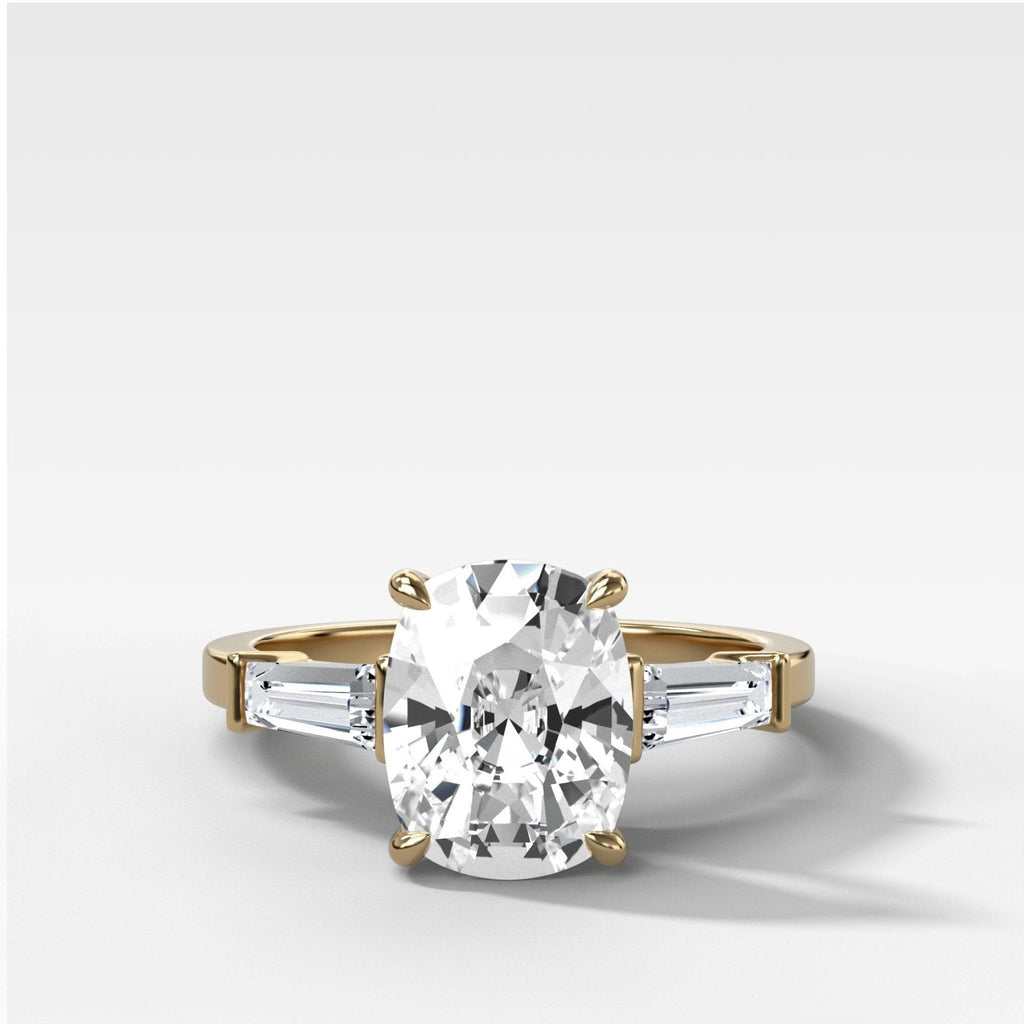 Translunar Tapered Baguette Engagement Ring With 2.02ct D/IF Elongated Cushion Cut Diamond