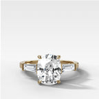 Translunar Tapered Baguette Engagement Ring With 2.02ct D/IF Elongated Cushion Cut Diamond