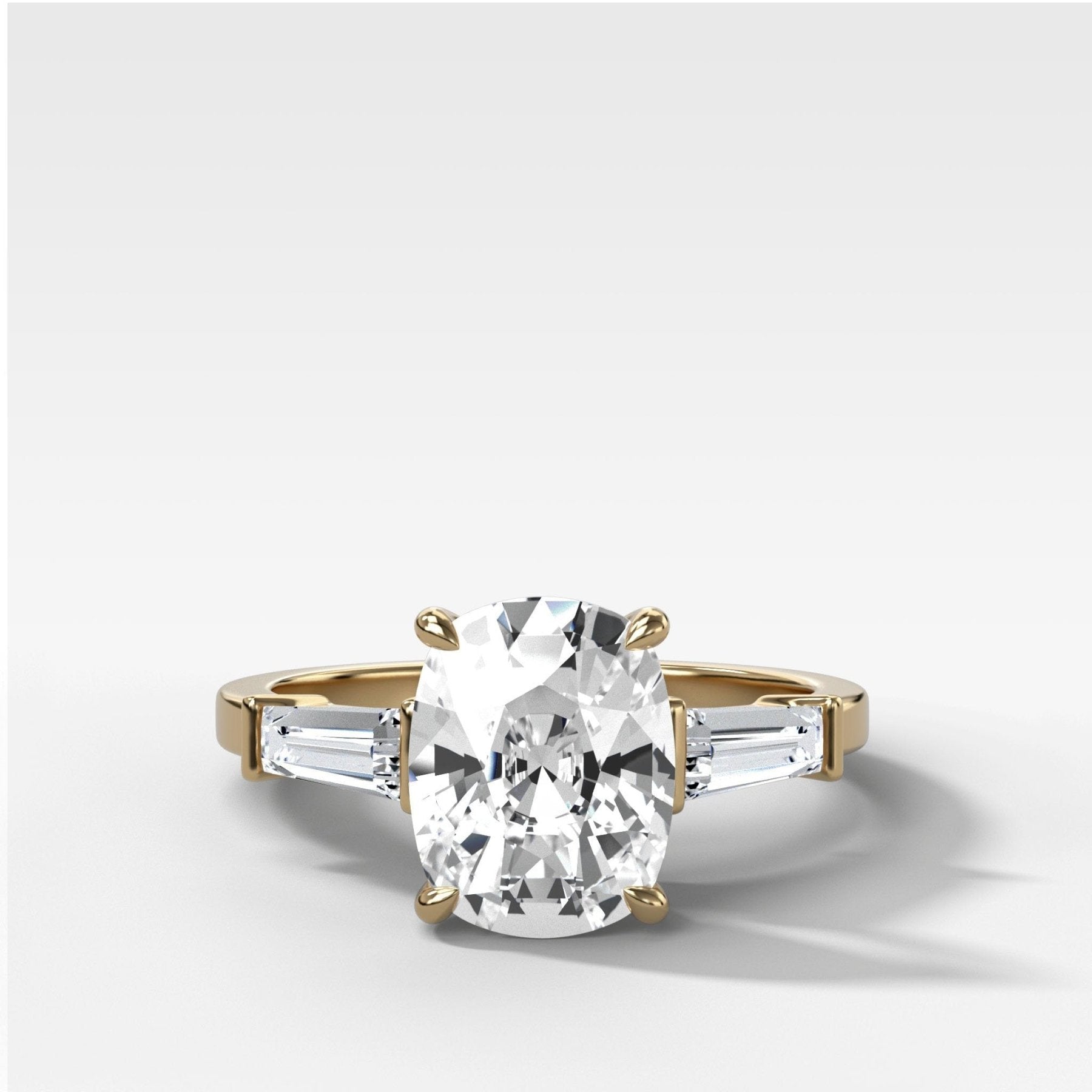 Translunar Tapered Baguette Engagement Ring With 2.02ct D/IF Elongated Cushion Cut Diamond