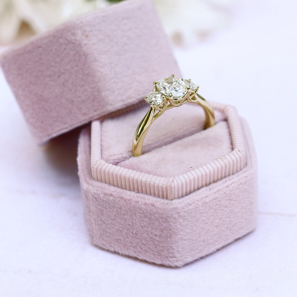 1.50 CT Oval Cut Moissanite Three Stones Engagement Ring