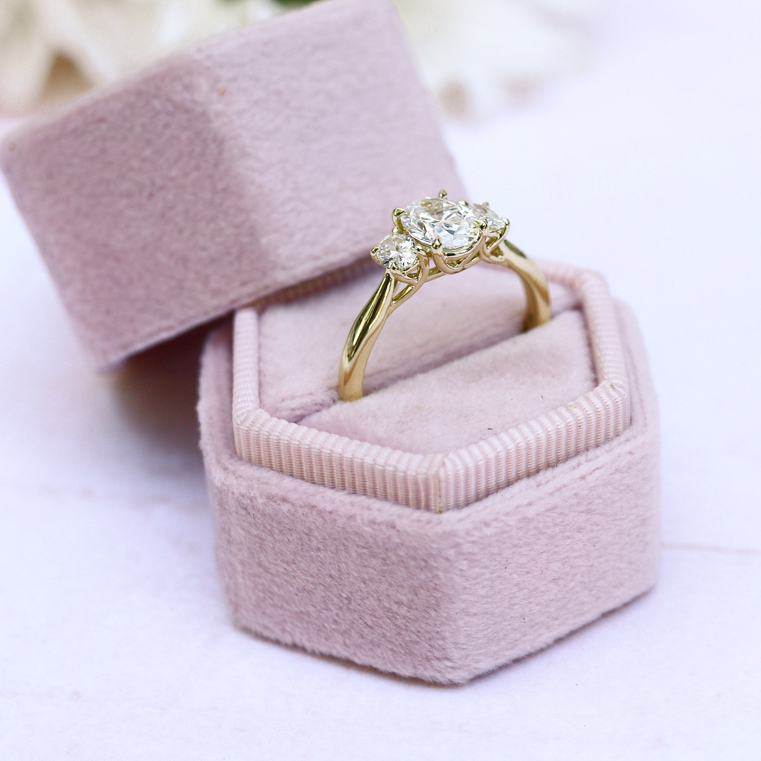 1.50 CT Oval Cut Moissanite Three Stones Engagement Ring
