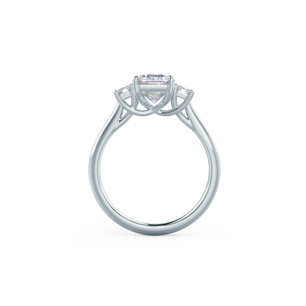 2.0 CT Emerald Moissanite Three Stones Engagement Ring