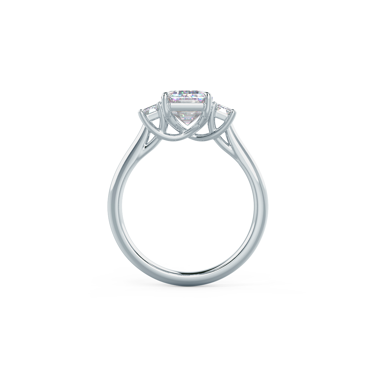 2.0 CT Emerald Moissanite Three Stones Engagement Ring
