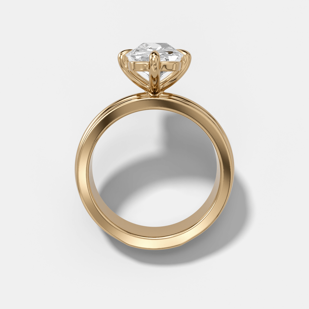 Triple Row Compass Engagement Ring with Old Mine Cut Diamond