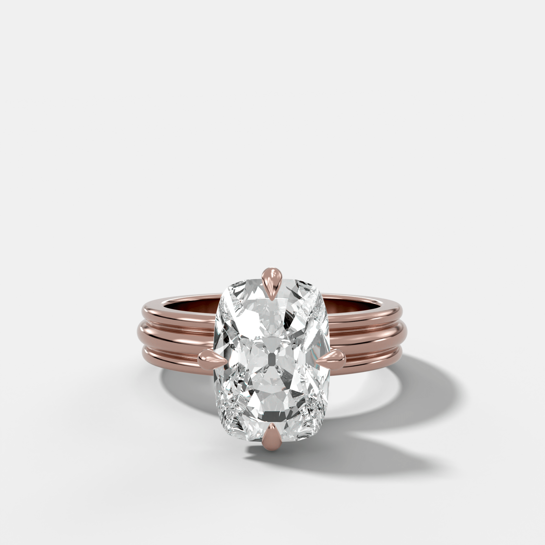 Triple Row Compass Engagement Ring with Old Mine Cut Diamond