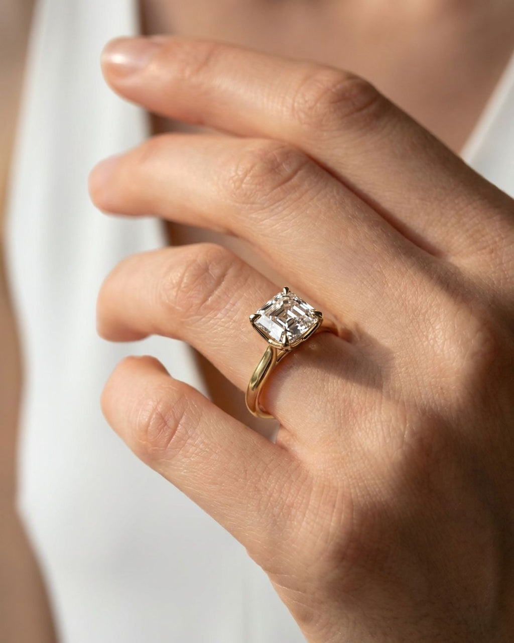 Tulip Basket Cathedral Engagement Ring with Asscher Cut Diamond