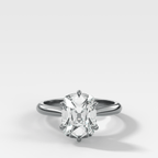 Tulip Basket Cathedral Engagement Ring with Elongated Old Mine Cut Diamond