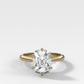Tulip Basket Cathedral Engagement Ring with Elongated Old Mine Cut Diamond