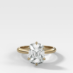 Tulip Basket Cathedral Engagement Ring with Elongated Old Mine Cut Diamond