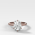 Tulip Basket Cathedral Engagement Ring with Elongated Old Mine Cut Diamond