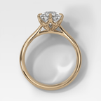 Tulip Basket Cathedral Engagement Ring with Elongated Old Mine Cut Diamond