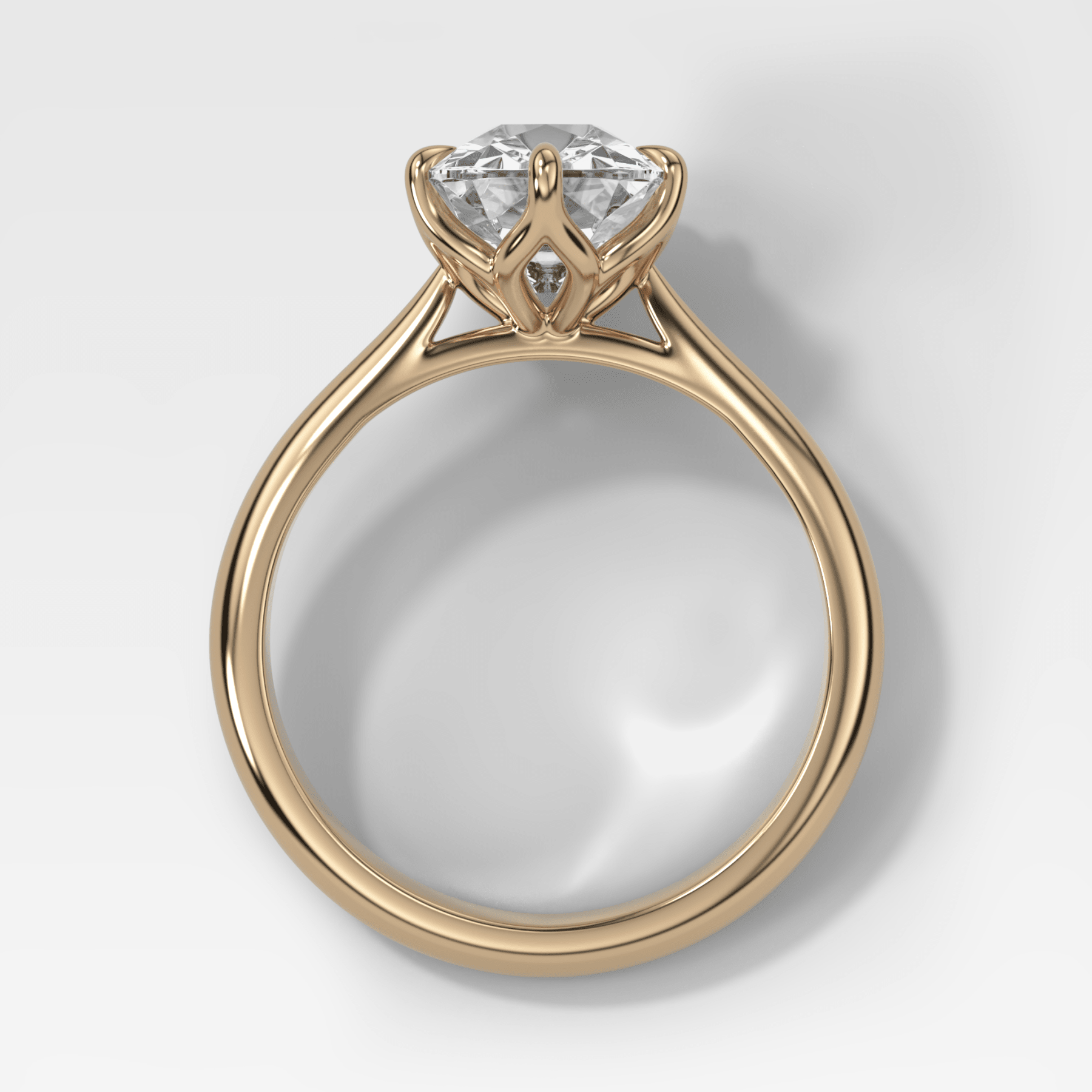 Tulip Basket Cathedral Engagement Ring with Elongated Old Mine Cut Diamond