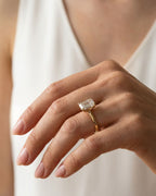 Tulip Basket Cathedral Engagement Ring with Emerald Cut Diamond