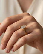 Tulip Basket Cathedral Engagement Ring with Marquise Cut Diamond