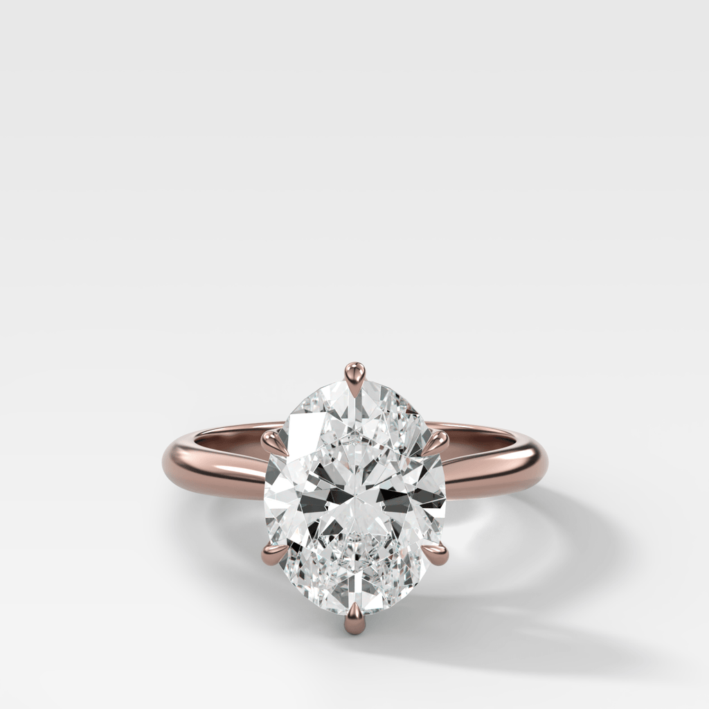 Tulip Basket Cathedral Engagement Ring with Oval Cut Diamond