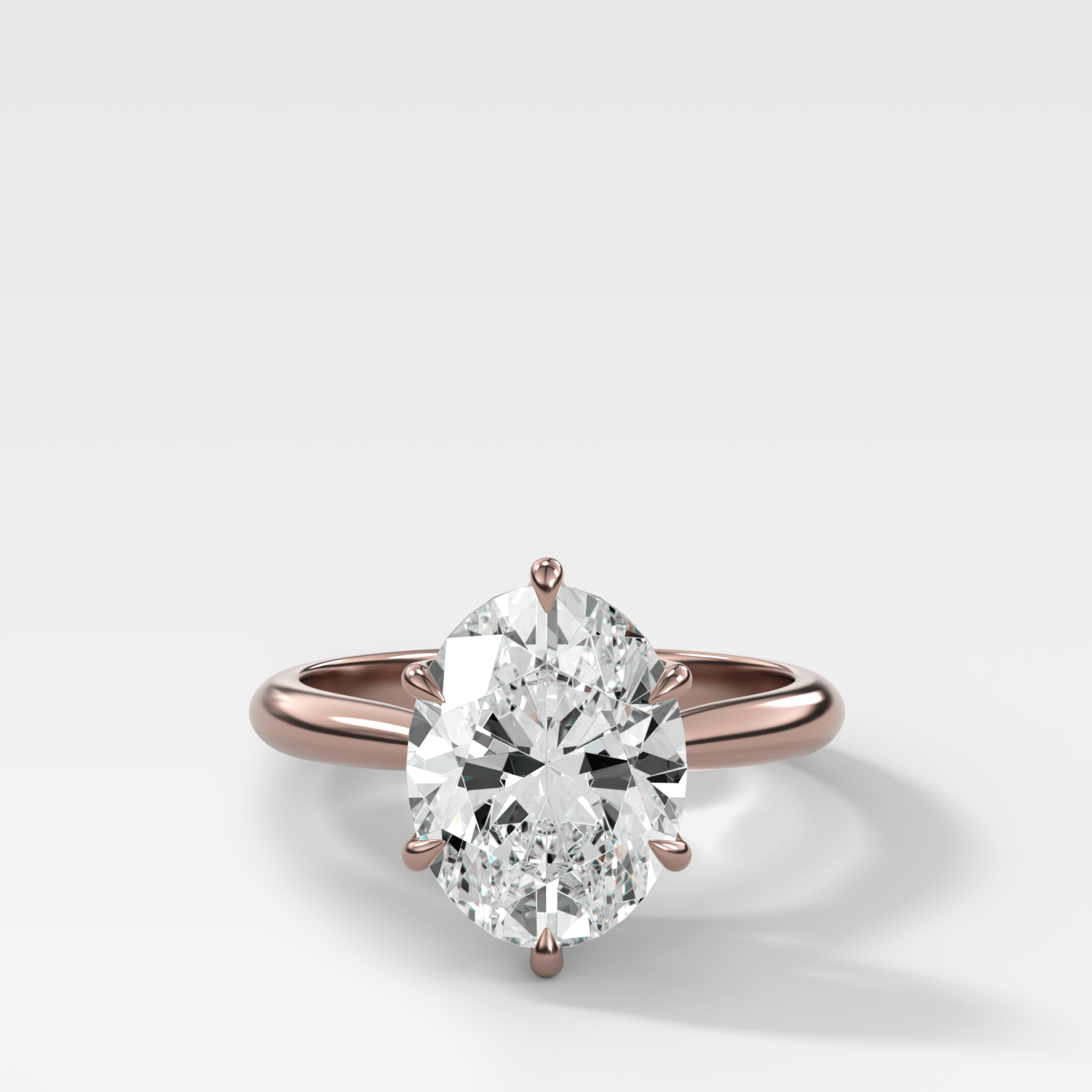 Tulip Basket Cathedral Engagement Ring with Oval Cut Diamond