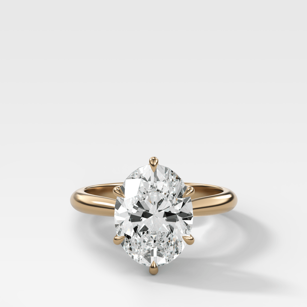 Tulip Basket Cathedral Engagement Ring with Oval Cut Diamond