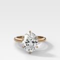Tulip Basket Cathedral Engagement Ring with Oval Cut Diamond
