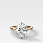 Tulip Basket Cathedral Engagement Ring with Oval Cut Diamond