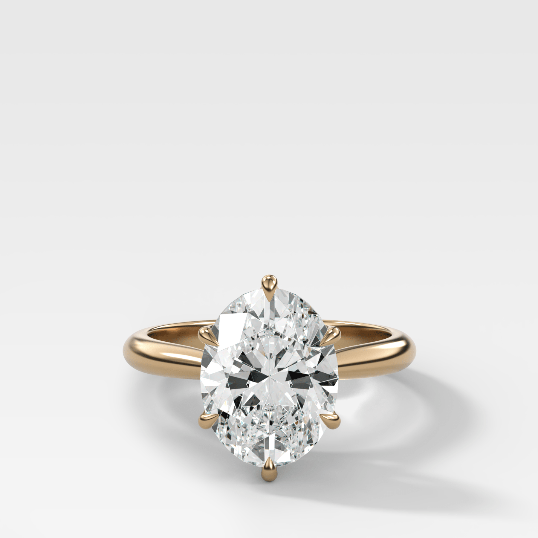 Tulip Basket Cathedral Engagement Ring with Oval Cut Diamond