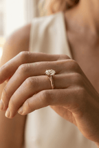 Tulip Basket Cathedral Engagement Ring with Oval Cut Diamond