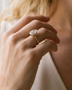Tulip Basket Cathedral Engagement Ring with Pear Cut Diamond