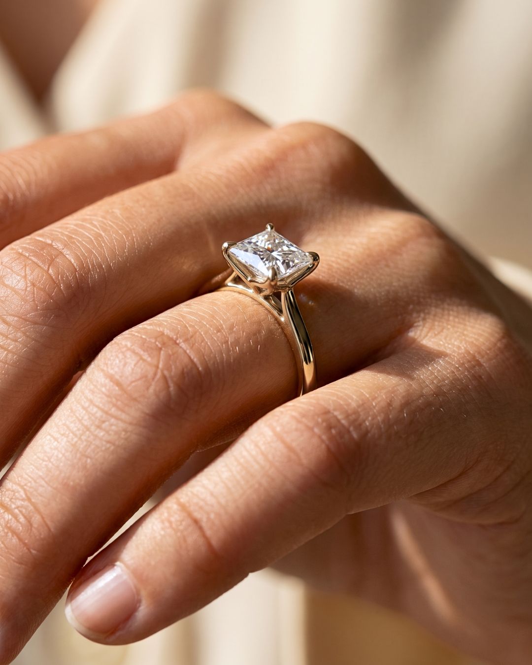 Tulip Basket Cathedral Engagement Ring with Princess Cut Diamond