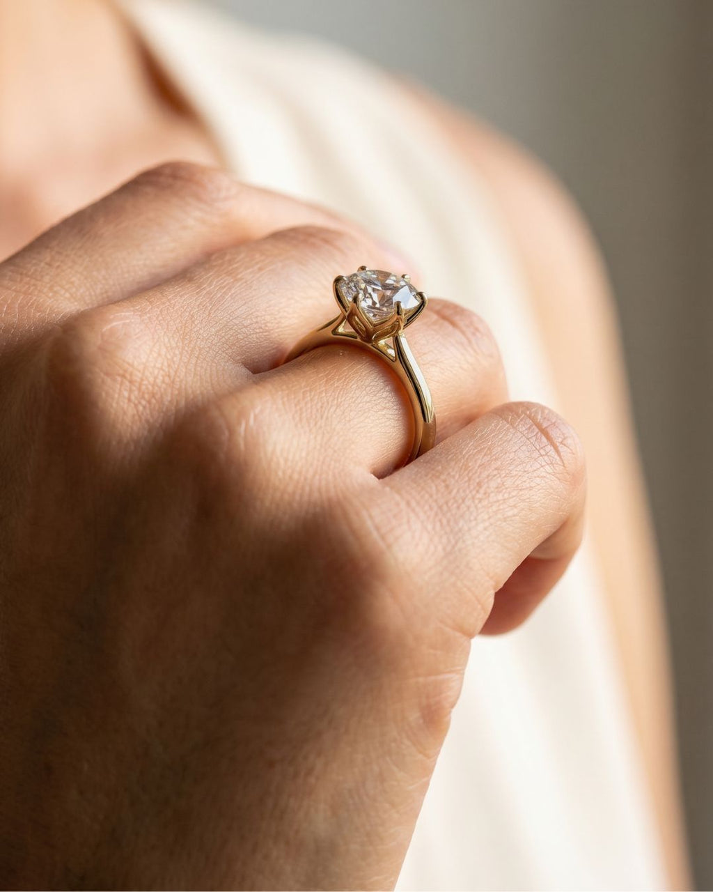 Tulip Basket Cathedral Engagement Ring with Round Cut Diamond