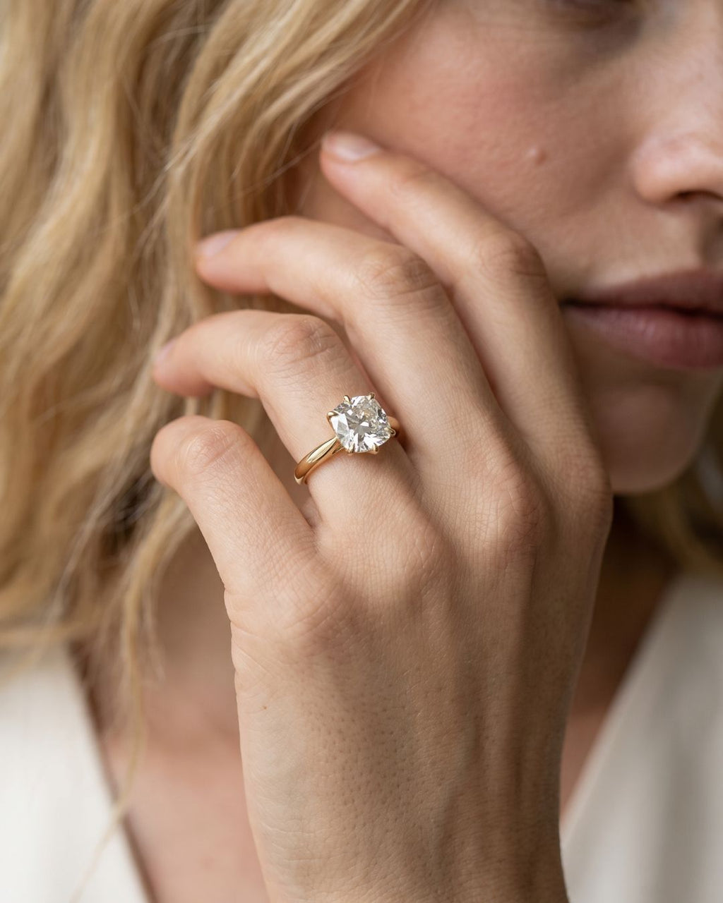 Tulip Basket Cathedral Engagement Ring with Square Cushion Cut Diamond