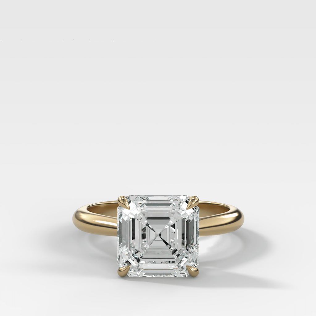 Tulip Basket Cathedral Engagement Ring with Asscher Cut Diamond