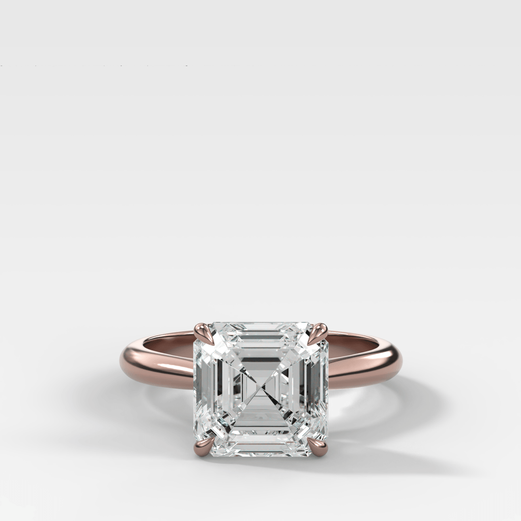 Tulip Basket Cathedral Engagement Ring with Asscher Cut Diamond